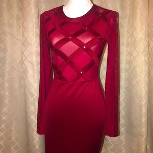 Burgundy Mesh Dress